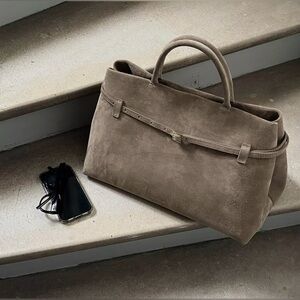 Elegant Taupe Suede Women's Bag